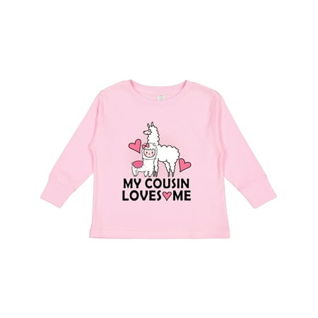 Inktastic My Cousin Loves Me Llama Gift Toddler Toddler Girl Long Sleeve T-Shirt