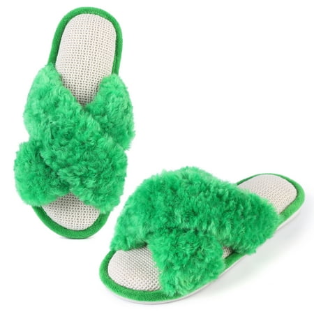 GloryStar Fuzzy Cross Band Slippers Soft Plush Furry Fur House Shoes Open Toe Cozy Indoor Outdoor Slides for Women
GloryStar Fuzzy Cross Band Slippers Soft Plush Furry Fur House Shoes Open Toe Cozy Indoor Outdoor Slides for Women