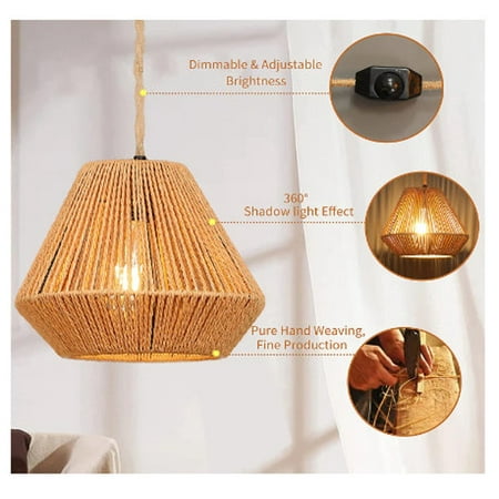 Woven Pendant Light Plug in Pendant Light Hanging Lights with Plug in Cord Rattan Hanging Lamp
Woven Pendant Light Plug in Pendant Light Hanging Lights with Plug in Cord Rattan Hanging Lamp
