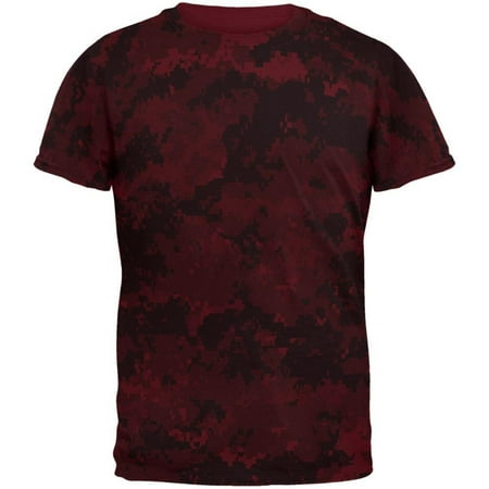 Urban Digital Camo All Over Maroon Adult T-Shirt