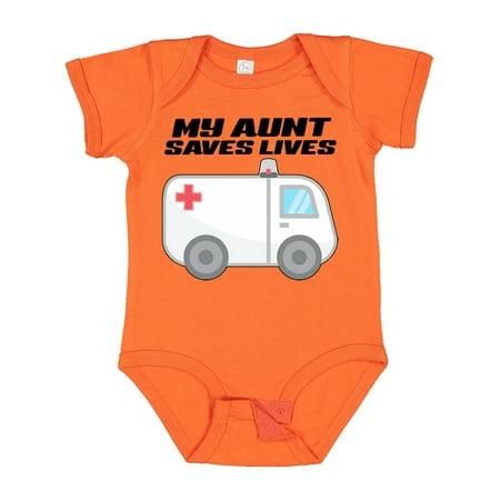 Inktastic My Aunt Saves Lives- Ambulance Gift Baby Boy or Baby Girl Bodysuit
