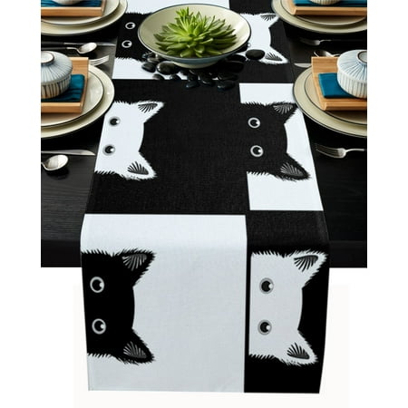 Geometic Black White Plaid Cat Table Runner Wedding Party Dining Table Cover Cloth Placemat Napkin Home Kitchen Decoration
Geometic Black White Plaid Cat Table Runner Wedding Party Dining Table Cover Cloth Placemat Napkin Home Kitchen Decoration