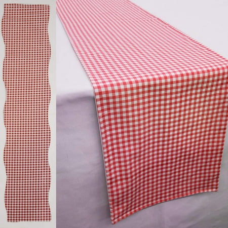 

Red & White Checked Table Runner by Penny s Needful Things (6 Feet Long - SCALLOPED) (Red)
