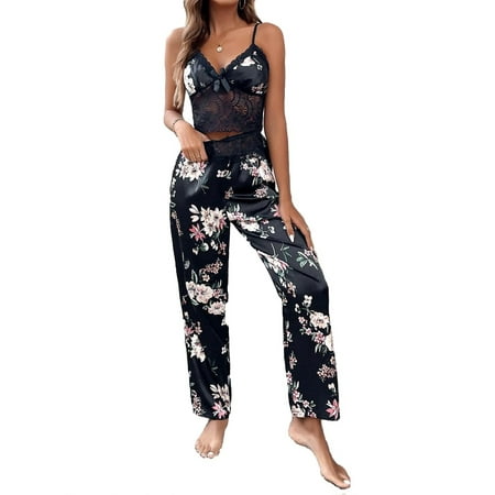 Elegant Floral Print Spaghetti Strap Pant Sets Sleeveless Black Color Women s Pajama Sets (Women s)
Elegant Floral Print Spaghetti Strap Pant Sets Sleeveless Black Color Women s Pajama Sets (Women s)