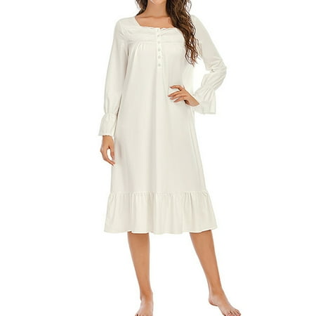 Hanerdun Vintage Women Nightgown Female Long Sleeve Below The Knee Sleep Dress White 2XL
Hanerdun Vintage Women Nightgown Female Long Sleeve Below The Knee Sleep Dress White 2XL