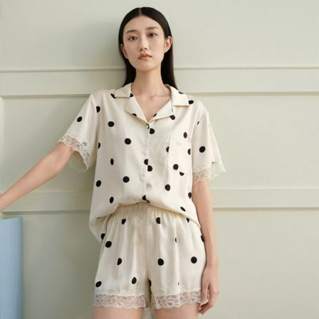 DanceeMangoo Women Sleepwear Set Summer Pajama Set Turn Down Collar Faux Silk Satin Lace Short Sleeve Casual Female Pijama Home Wear Shorts
DanceeMangoo Women Sleepwear Set Summer Pajama Set Turn Down Collar Faux Silk Satin Lace Short Sleeve Casual Female Pijama Home Wear Shorts