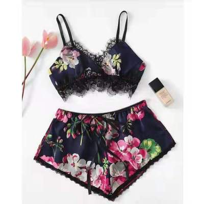 Viworld Women Lace Floral Sexy Lingerie Sexy Seduction Lace Two-Piece Set