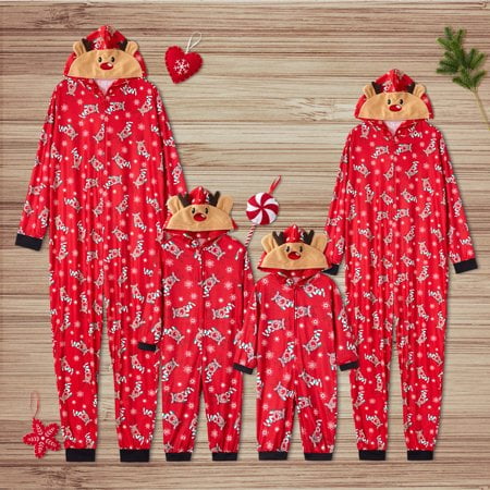 Christmas Family Matching Pajama Xmas Hoodie Sleepwear Nightwear for Adult Kids Baby Christmas Pjs