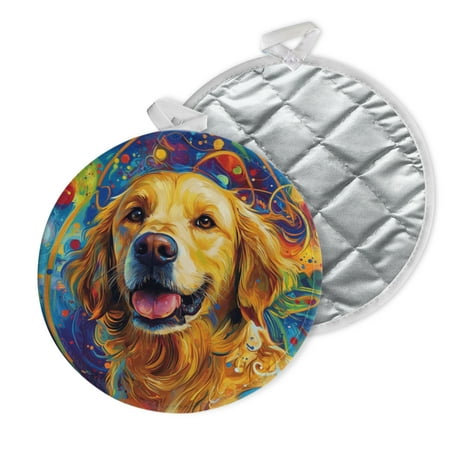 2 PCS Pot Holders for Kitchen Potholders Sets with Hook for Oven Cooking Baking Circular Golden Retriever Dog Design With Smile
2 PCS Pot Holders for Kitchen Potholders Sets with Hook for Oven Cooking Baking Circular Golden Retriever Dog Design With Smile