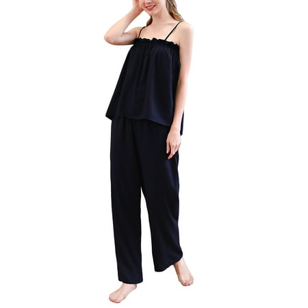 Thaisu Womens 2 Piece Pajamas Set Solid Color Ruffle Cami Top and Loose Long Pants Sleepwear Pjs Set S-XL
Thaisu Womens 2 Piece Pajamas Set Solid Color Ruffle Cami Top and Loose Long Pants Sleepwear Pjs Set S-XL