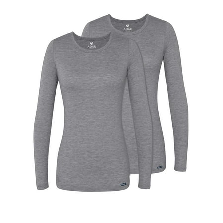 Adar Underscrubs for Women 2 Pack - Long Sleeve Underscrub Comfort Tee