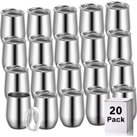 20 Packs Wine Tumblers Insulated Cups with Lids 12 oz Stainless Steel Stemless Wine Tumblers Double Layer Vacuum Wine Glasses Tumbler Cup Coffee Mug for Hot Cold Drink
20 Packs Wine Tumblers Insulated Cups with Lids 12 oz Stainless Steel Stemless Wine Tumblers Double Layer Vacuum Wine Glasses Tumbler Cup Coffee Mug for Hot Cold Drink
