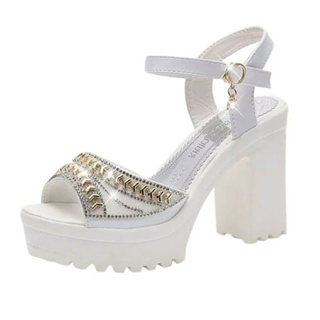 GNEIKDEING Ladies Shoes High Heel Block Heel Platform Shoe Heel Buckle Open Toe Fish Mouth Rhinestone Sandals Gift on Clearance
GNEIKDEING Ladies Shoes High Heel Block Heel Platform Shoe Heel Buckle Open Toe Fish Mouth Rhinestone Sandals Gift on Clearance