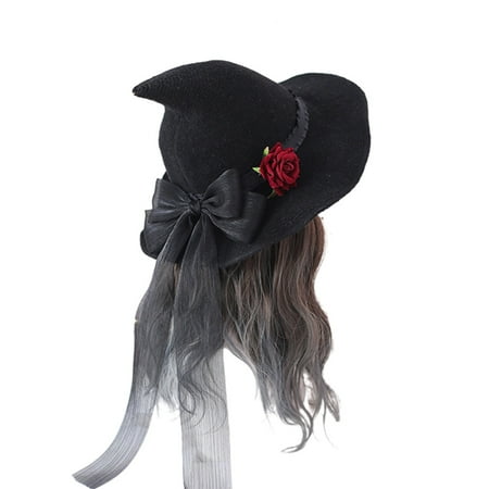 TRINGKY Fashion Lolita Halloween Rose Big Bow Witch Hat Cosplay Halloween Gifts Dress Party Wide Brim Prop for Head Ornament Wom
TRINGKY Fashion Lolita Halloween Rose Big Bow Witch Hat Cosplay Halloween Gifts Dress Party Wide Brim Prop for Head Ornament Wom