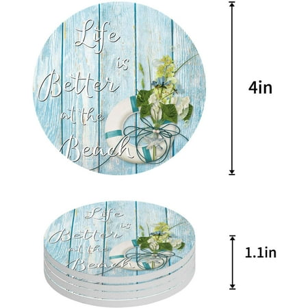 FMSHPON Theme Swimming Ring Flowers Beach Wood Grain Set of 4 Round Coaster for Drinks Absorbent Ceramic Stone Coasters Cup Mat with Cork Base for Home Kitchen Room Coffee Table Bar Decor
FMSHPON Theme Swimming Ring Flowers Beach Wood Grain Set of 4 Round Coaster for Drinks Absorbent Ceramic Stone Coasters Cup Mat with Cork Base for Home Kitchen Room Coffee Table Bar Decor