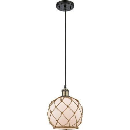 Black Antique Brass Tone Mini Pendants 8 Wide White with Brown Rope Glass Steel/Cast Brass Medium Base 1 Light Fixture
Black Antique Brass Tone Mini Pendants 8 Wide White with Brown Rope Glass Steel/Cast Brass Medium Base 1 Light Fixture