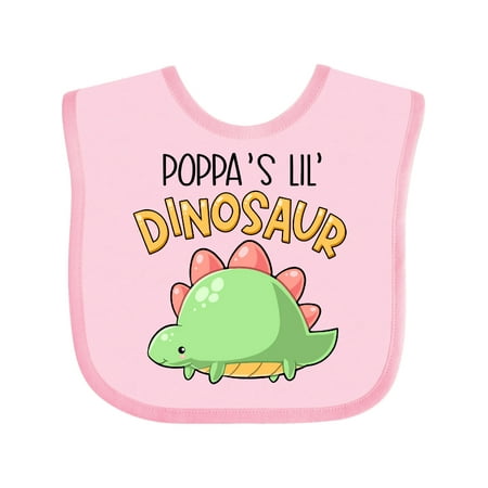 Inktastic Poppa s Lil Dinosaur with Cute Stegosaurus Gift Baby Boy or Baby Girl Bib