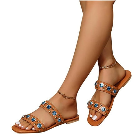 Zanvin Womens Sandals Clearance Square Head New Blue Crystal Rhinestone Slippers Women s Flat Bottom Sandals Brown 36
Zanvin Womens Sandals Clearance Square Head New Blue Crystal Rhinestone Slippers Women s Flat Bottom Sandals Brown 36