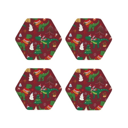 Qekee Dinosaur Christmas Happy New Year Print PU Leather Absorbent Coasters Leather Coasters Set for Cups Drinks 4 Coasters 4 Pcs for Coffee Bar Home Decor-Hexagon
Qekee Dinosaur Christmas Happy New Year Print PU Leather Absorbent Coasters Leather Coasters Set for Cups Drinks 4 Coasters 4 Pcs for Coffee Bar Home Decor-Hexagon