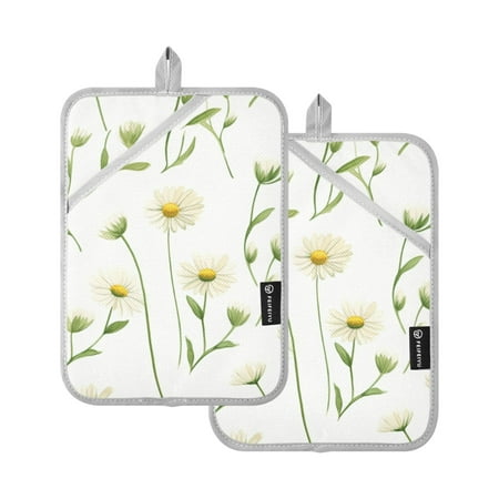 Cute Daisies and Leaves Oven Mitts 2 Pcs Pot Holders Sets Heat Resistant for Kitchen Cooking Baking 7 x9.8
Cute Daisies and Leaves Oven Mitts 2 Pcs Pot Holders Sets Heat Resistant for Kitchen Cooking Baking 7 x9.8