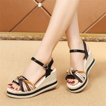 Cathalem Fashion Spring And Summer Women Sandals Wedge Heel Open Toe Colorful Cloth Strap Knot Buckle Women Sandals Size 8 Black 7.5
Cathalem Fashion Spring And Summer Women Sandals Wedge Heel Open Toe Colorful Cloth Strap Knot Buckle Women Sandals Size 8 Black 7.5