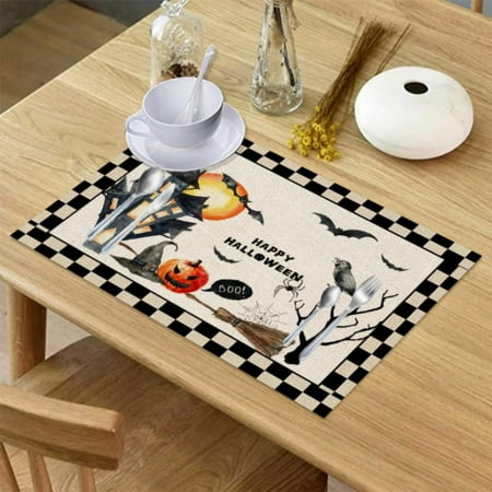 4Pcs Happy Halloween Fall Placemats Table Mats Buffalo Plaid Kitchen Mat Placemats Heat Resistant Easy Clean Halloween Accessories 42*32cm
4Pcs Happy Halloween Fall Placemats Table Mats Buffalo Plaid Kitchen Mat Placemats Heat Resistant Easy Clean Halloween Accessories 42*32cm
