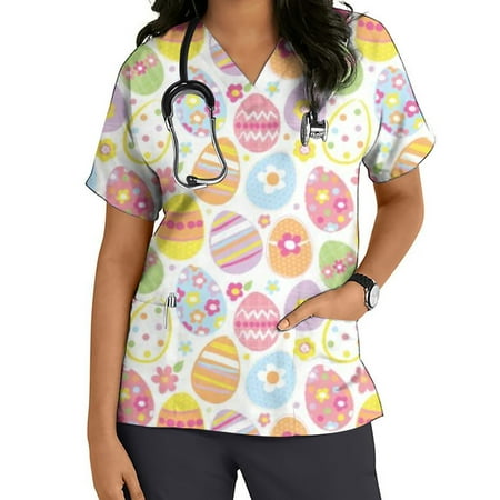 Womens Easter Nursing Scrub Tops Summer Clearance Women s Casual T-Shirt Short Sleeve V-neck Tops Working Uniform Easter Print With Pocket Workwear Blouse
Womens Easter Nursing Scrub Tops Summer Clearance Women s Casual T-Shirt Short Sleeve V-neck Tops Working Uniform Easter Print With Pocket Workwear Blouse