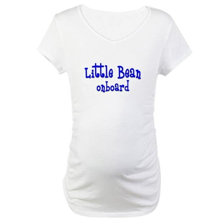 CafePress - Little Bean Onboard Blue Maternity T Shirt - Cotton Maternity T-shirt Cute & Funny Pregnancy Tee
