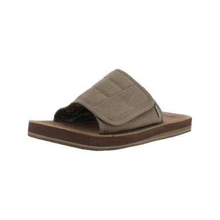 Sanuk Mens Bixby Hemp Canvas Slip On Slide Sandals Taupe 12 Medium (D)