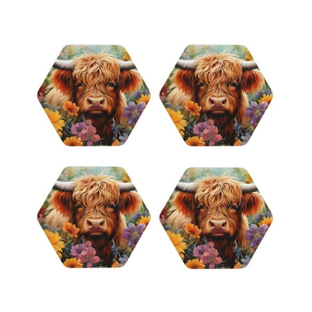 Leather Coasters Set of 4 - Countryside Colorful Floral Cow Lightweight Non-Slip Drink Coasters for Desk Anti-Scalding Desk Cup Coasters for Office Table Decor Hexagon
Leather Coasters Set of 4 - Countryside Colorful Floral Cow Lightweight Non-Slip Drink Coasters for Desk Anti-Scalding Desk Cup Coasters for Office Table Decor Hexagon