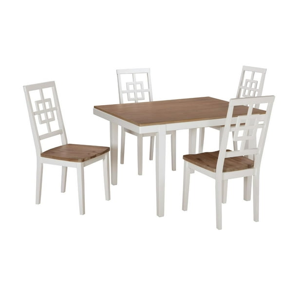 Signature Design By Ashley Brovada Contemporary Dining Room Table Set of 5, White/Brown