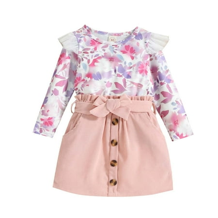 Mikilon Infant Toddler Baby Girls Mesh Flying Sleeve Print Long Sleeve T-Shirt Corduroy Skirt Two Piece Set for 18-24 Months Child
Mikilon Infant Toddler Baby Girls Mesh Flying Sleeve Print Long Sleeve T-Shirt Corduroy Skirt Two Piece Set for 18-24 Months Child