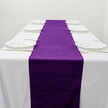 BalsaCircle 10 Pieces 12x107 Purple Premium Velvet Table Runners Kitchen Linen