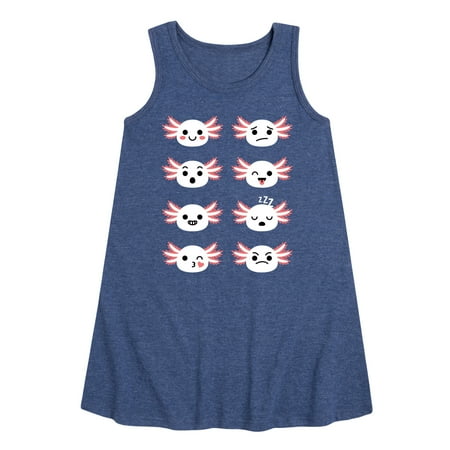 Instant Message - Axolotl Emotion Grid - Toddler and Youth Girls A-line Dress