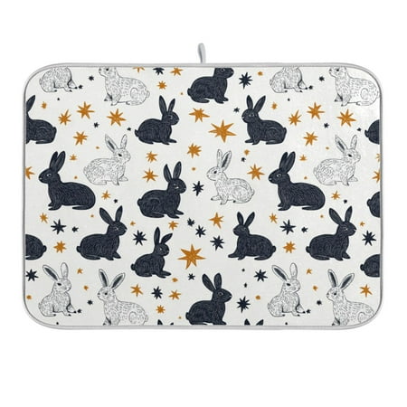 Black White Rabbits and Stars Dish Drying Mat 18x24 Absorbent Microfiber Draining Rack Pad for Kitchen Counter Sink
Black White Rabbits and Stars Dish Drying Mat 18x24 Absorbent Microfiber Draining Rack Pad for Kitchen Counter Sink