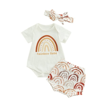 Bagilaanoe 3pcs Newborn Baby Boy Girl Short Pants Set Short Sleeve Letter Print Romper Tops + Rainbow Shorts + Headband 3M 6M 12M 18M Infant Casual Summer Outfits
Bagilaanoe 3pcs Newborn Baby Boy Girl Short Pants Set Short Sleeve Letter Print Romper Tops + Rainbow Shorts + Headband 3M 6M 12M 18M Infant Casual Summer Outfits