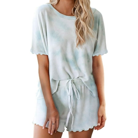 FSYZX Womens Tie Dye Printed Ruffle Short Lounge Set Short Sleeve Tops and Shorts 2 Piece Pajamas Set Sleepwear
FSYZX Womens Tie Dye Printed Ruffle Short Lounge Set Short Sleeve Tops and Shorts 2 Piece Pajamas Set Sleepwear