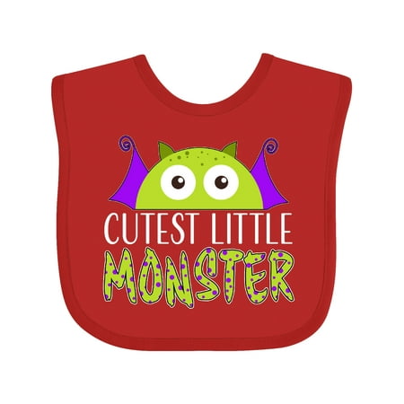 Inktastic Cutest Little Monster- green monster Gift Baby Boy or Baby Girl Bib