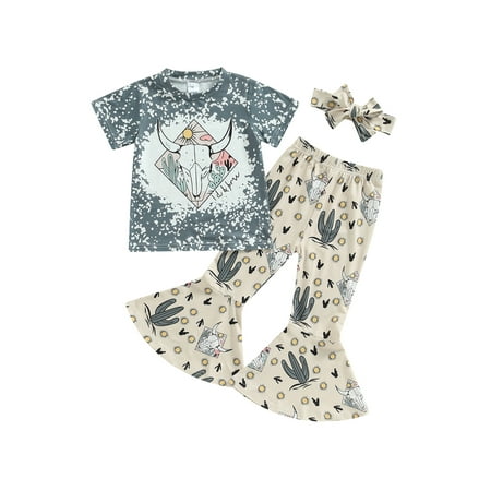 Qtinghua Summer Toddler Baby Girls Short Sleeve Cow Head Print T-Shirt Tops+Flare Pants+Headband Clothes Beige 2-3 Years
Qtinghua Summer Toddler Baby Girls Short Sleeve Cow Head Print T-Shirt Tops+Flare Pants+Headband Clothes Beige 2-3 Years