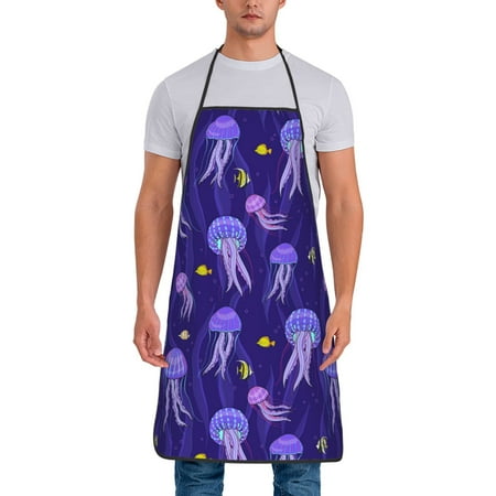 Adjustable Bib Apron - Yellow Fish Purple Jellyfish Waterdrop Resistant Cooking Apron Kitchen Aprons for Men Women
Adjustable Bib Apron - Yellow Fish Purple Jellyfish Waterdrop Resistant Cooking Apron Kitchen Aprons for Men Women
