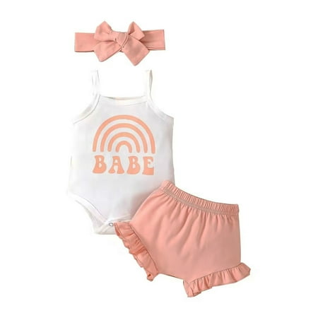 3pcs Newborn Baby Girls Shorts Set Sleeveless Rainbow Print Romper + Ruffle Bloomers + Headband Clothes Outfits
3pcs Newborn Baby Girls Shorts Set Sleeveless Rainbow Print Romper + Ruffle Bloomers + Headband Clothes Outfits