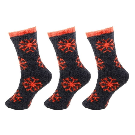 BambooMN - Fuzzy Snowflake Socks - 09 Pumpkin Patch - 3prs
