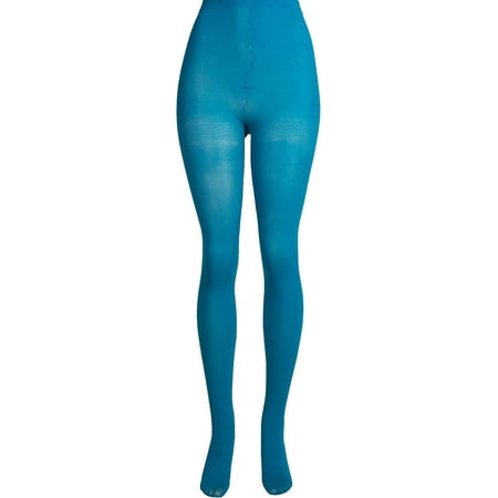 Opaque Plus Size Tights for Women Comfortable and Footed by Lissele Teal 8X