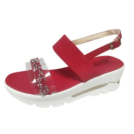 Pgeraug womens slippers Ladies Shoes Summer Solid Color Rhinestone Platform Wedge Buckle Sandals mens slippers Red 40
Pgeraug womens slippers Ladies Shoes Summer Solid Color Rhinestone Platform Wedge Buckle Sandals mens slippers Red 40