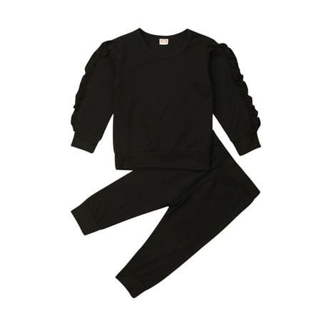 Bagilaanoe 2Pcs Toddler Baby Girl Long Pants Set Long Sleeve Pullover Tops + Trousers 6M 12M 18M 24M 3T Kids Casual Outfits