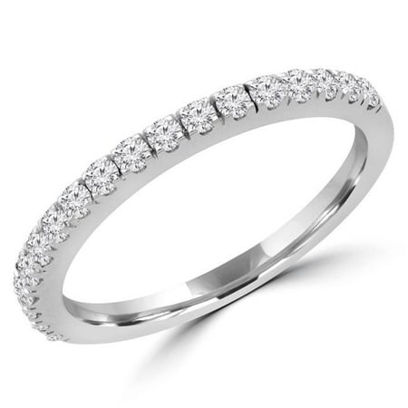 Majesty Diamonds MDR190060-7.25 0.37 CTW Round Diamond Semi-Eternity Wedding Band Ring in 14K White Gold - Size 7.25
