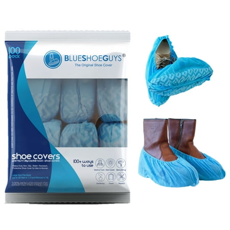 Blue Shoe Guys Premium Disposable Boot & Shoe Covers | Durable, Water Resistant, Recyclable | 100-Pack (Large Size Fits Most)