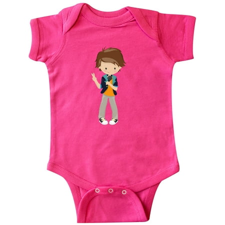 Inktastic Rock Boy Brown Hair Band Singer Microphone Gift Baby Boy Bodysuit