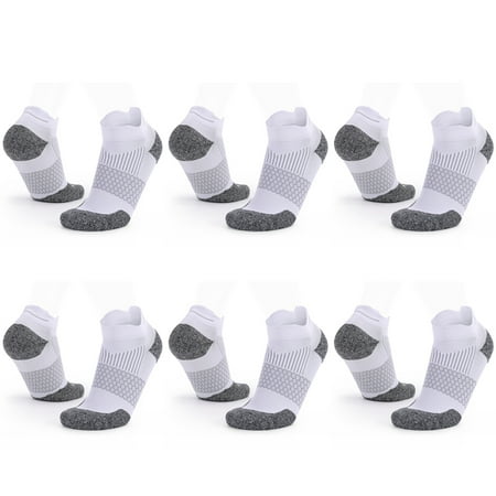 No Show Socks Mens Athletic Ankle Footies Socks 6 Pairs(M(39-45cm) White)