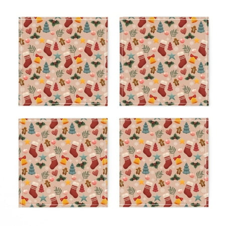 Linen Cotton Canvas Cocktail Napkins (Set of 4) - Christmas Party Holly Holidays Gingerbread Man Blush Print Cloth Cocktail Napkins by Spoonflower
Linen Cotton Canvas Cocktail Napkins (Set of 4) - Christmas Party Holly Holidays Gingerbread Man Blush Print Cloth Cocktail Napkins by Spoonflower